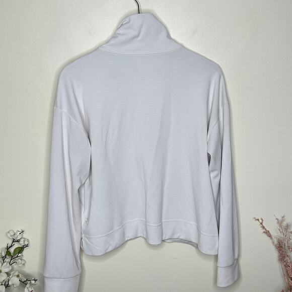 ATHLETA Seasoft Quarter Zip Pullover Sweatshirt Magnolia White Sz L {VV26} - Picture 4 of 7